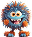 Funny furry cheerful monster