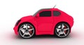 Funny fuxia car on white background