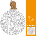 Funny game for children education. Maze. Help the Cartoon Dog Find the Bone