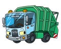 Funny garbage truck car with eyes. Municipal machinery