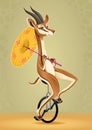 Funny gazelle on an unicycle