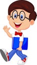 Funny geek cartoon with big glasses