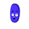 Funny geometric character. Comic geometry shape, excited oval, cute ellipse figure emoji with surprised face. Emotions