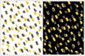 Funny Geometric Watercolor Style Vector Pattern.White, Yellow, Black and Gray Irregular Hand Drawn Stripes.