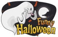 Funny Ghost Celebrating in a Funny Halloween Night, Vector Illustration