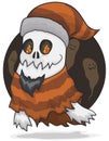 Funny Ghost Disguised as Santa but with Halloween Colors, Vector Illustration