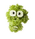 Funny ghost made with green salad and cucumber