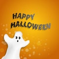 Funny ghost shape with Happy Halloween message