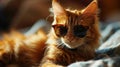 Funny Ginger Cat with Sunglasses - AI Generated