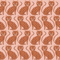 Funny ginger cheetah. African animals seamless pattern.