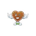 Funny gingerbread love cartoon design style with wink eye face