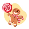 Funny Gingerbread Man with a Lollipop