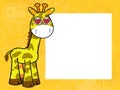 Funny giraffe cartoon kawaii expression pictureframe background