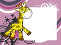 Happy giraffe cartoon pictureframe background