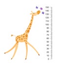 Funny giraffe. Cheerful funny giraffe with long neck. Giraffe meter wall or height chart or wall sticker. Illustration