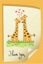 Funny giraffe couple in love