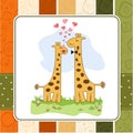Funny giraffe couple in love Royalty Free Stock Photo