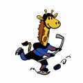 Funny giraffe playing hockey