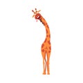 Funny Giraffe with Tongue Out, Funny Crazy African Animal Cartoon Character Vector Illustration