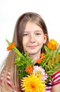 Funny girl flower bouquet Royalty Free Stock Photo