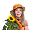 Funny girl hat Sunflower Royalty Free Stock Photo