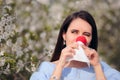 Funny Girl with Red Nose from Spring Allergies Royalty Free Stock Photo