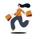 Funny girl shopper vector cartoon characters