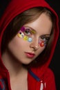 Funny girl with stickers eyes