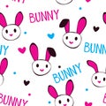 Funny girlish texture with bunny faces