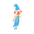 Funny gnome wearing in a blue with painted face colorful cartoon character vector Illustration Royalty Free Stock Photo