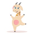 Funny goat character design. Happy, smiling white nanny-goat with big eyes. Farm animal.  Cartoon vector illustration Royalty Free Stock Photo