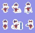 Funny goby. A set of stickers from images of a bull.
