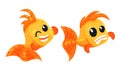 Funny Golden Fish Showing Different Emotions Vector Set
