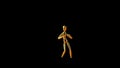 Funny golden mannequin doing mambo side step dance, seamless loop, against black