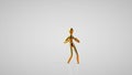 Funny golden mannequin doing mambo side step dance, seamless loop, white studio