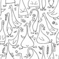 Funny goose family, seamless pattern for your design Royalty Free Stock Photo