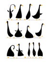 Funny goose set, sketch for your design Royalty Free Stock Photo