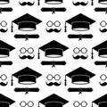 Funny graduation seamless pattern. Grad ceremony backdrop. Vector template for fabric, textile, wallpaper, wrapping Royalty Free Stock Photo