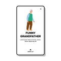 Funny Grandfather Enjoying In Park Outdoor Vector