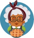 Funny Grandmother Holding Apple Pie Vector Cartoon Royalty Free Stock Photo