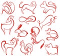 Chinese Zodiac icons. Royalty Free Stock Photo