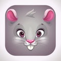 Funny gray mouse face. Cartoon app icon for game logo design. Royalty Free Stock Photo