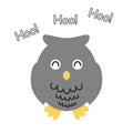 Funny gray smiling owl that says Hoo Hoo Royalty Free Stock Photo