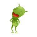 Funny Green Alien Character with Small Antenna on Head Laughing Out Loud Vector Illustration Royalty Free Stock Photo