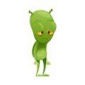 Funny Green Alien Character Standing with Head Down Feeling Sad Vector Illustration Royalty Free Stock Photo