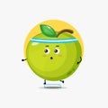 Funny green apple character running competition Royalty Free Stock Photo