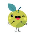 Funny Green Apple Fruit Character with Smiling Face and Arm Vector Illustration Royalty Free Stock Photo