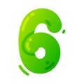 Funny Green Balloon Number or Numeral Six Vector Illustration