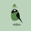 funny green birds illustration nest
