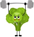 Funny green broccolis mascot make gym Royalty Free Stock Photo